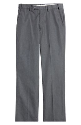 Berle Prim Self Sizer Waist Flat Front Poplin Trousers in Grey