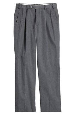 Berle Self Sizer Waist Flat Front Classic Fit Trousers in Grey