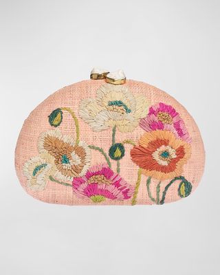 Berna Poppies Embroidered Clutch Bag