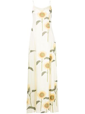 BERNADETTE Aria sunflower-print dress - White
