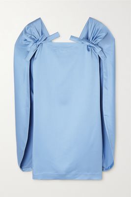 BERNADETTE - August Bow-detailed Satin Mini Dress - Blue