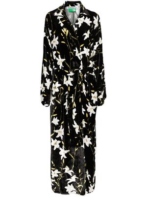 Bernadette floral-print velvet-finish dress - Black