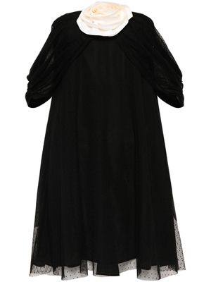 Bernadette flower-detailing silk dress - Black