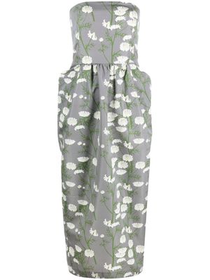 Bernadette Lena floral-print strapless dress - Grey