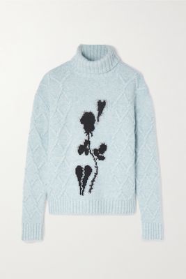 BERNADETTE - Olympia Intarsia Cable-knit Turtleneck Sweater - Blue