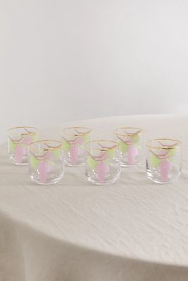 BERNADETTE - Set Of Six Gold-plated Water Glasses - Pink