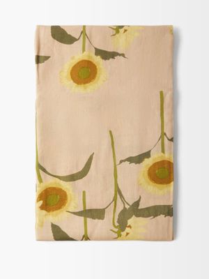 Bernadette - Sunflower-print 150cm X 300cm Linen Tablecloth - Womens - Beige Multi