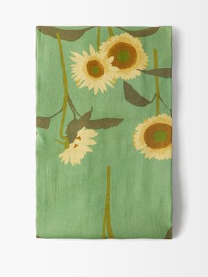 Bernadette - Sunflower-print 150cm X 300cm Linen Tablecloth - Womens - Green Multi