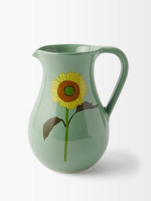 Bernadette - Sunflower Stoneware Water Jug - Womens - Green Multi