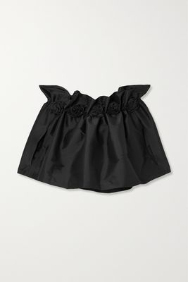 BERNADETTE - Tilly Off-the-shoulder Embellished Crepe Blouse - Black