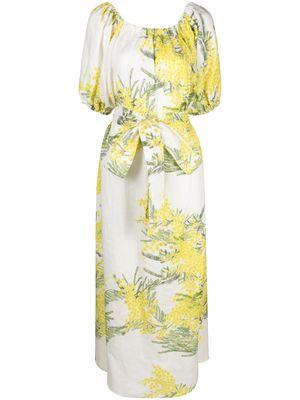 Bernadette Zaza floral-print linen dress - White
