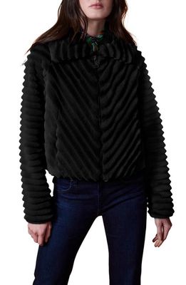 Bernardo Chevron Groove Faux Fur Jacket in Black