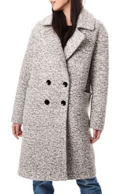 Bernardo Double Breasted Bouclé Coat in Black/white