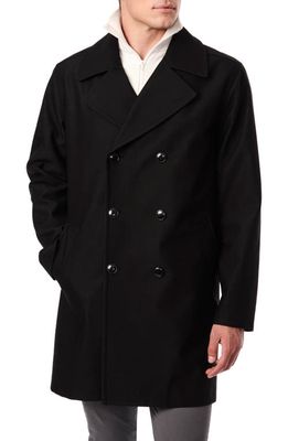 Bernardo Double Breasted Water Resistant Raincoat in Black