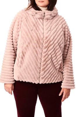 Bernardo Faux Fur Hooded Coat in Petal Pink