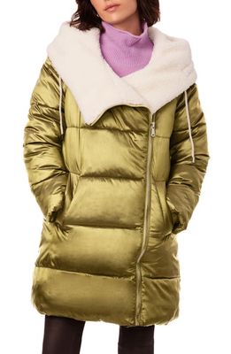 Bernardo Faux Fur Lined Water Resistant Puffer Jacket in Golden Moss