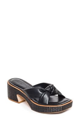 BERNARDO FOOTWEAR Jolie Raffia Platform Slide Sandal in Black