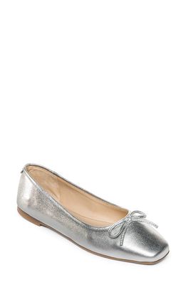 BERNARDO FOOTWEAR Square Toe Ballet Flat in Silver