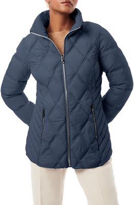 Bernardo Glam Quilted Insulated Puffer Jacket in Petrol Blue