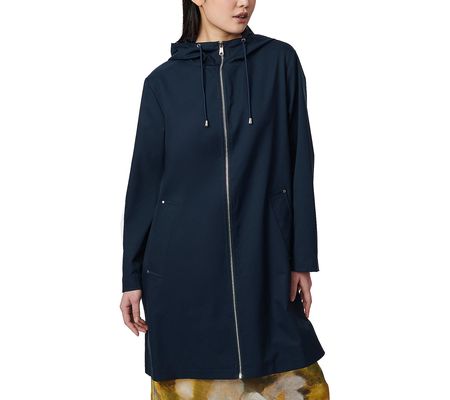 Bernardo Hooded Mid-Length Raincoat