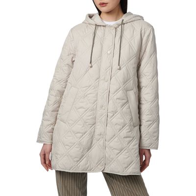 Bernardo Hooded Quilted Liner Jacket in Eggshell 