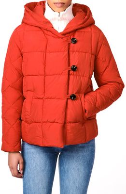 Bernardo Hooded Recycled Polyester Puffer Jacket in Molten Lava