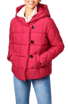 Bernardo Hooded Recycled Polyester Puffer Jacket in Vivacious