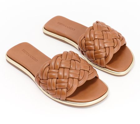 Bernardo Leather Woven Slide Sandals - Troy