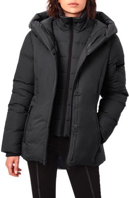 Bernardo Midtown Water Resistant Hooded Puffer Jacket in Black