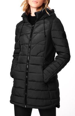 Bernardo Packable EcoPlume&trade; Hooded Walker Coat in Black
