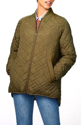 Bernardo Quilted High-Low Recycled Polyester Jacket in Olive Branch