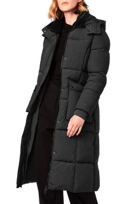 Bernardo Quilted Recycled Polyester Longline Puffer Jacket in Black