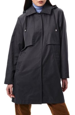 Bernardo Rain Coat with Removable Hood in Blues Grey