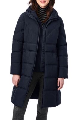 Bernardo Walker Double Stitch Recycled Polyester Puffer Coat with Removable Bib in Arctic Blue
