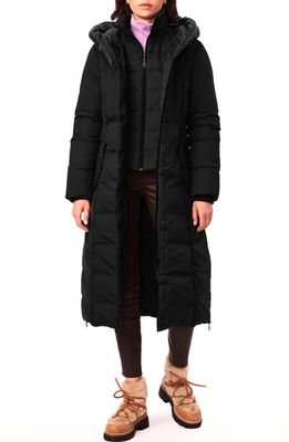 Bernardo Water Resistant Coat with Contrast Hood & Bib Insert in Black