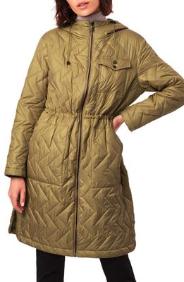 Bernardo Zigzag Quilted Water Resistant Recycled Polyester Jacket in Olive Branch