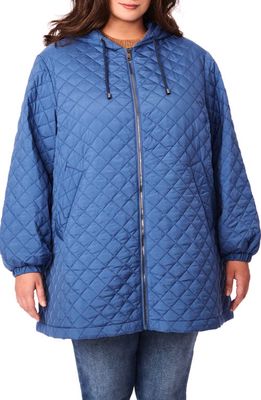 Bernardo Zip Front Water Resistant Liner Jacket in Stone Blue