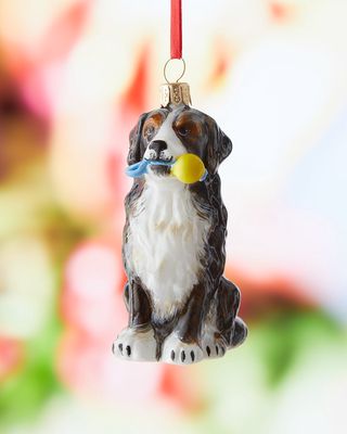 Bernese Mountain Dog With Chew Toy Christmas Ornament