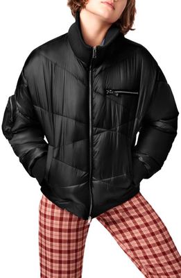 BERNIE Abstract Quilted Short Puffer Jacket in Black