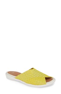 bernie mev. Bonbon Slide Sandal in Yellow Shimmer Fabric