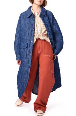 BERNIE Oversize Quilted Denim Coat in Indigo