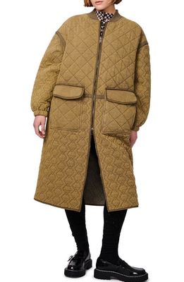BERNIE Quilted Cotton French Terry Coat in Green Olive