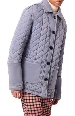 BERNIE Quilted Cotton French Terry Jacket in Dusty Blue