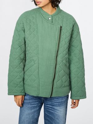 Bernie Women's Quilted Cotton Bomber Jacket in Lily Pond