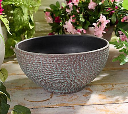 Bernini 16"D x 8"H Weathered Pot For Instant Fountain