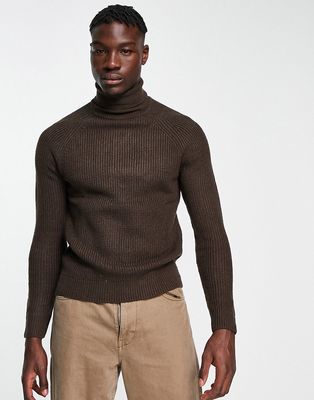 Bershka chunky knit sweater in chocolate brown
