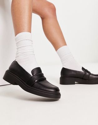 Bershka chunky loafers in black