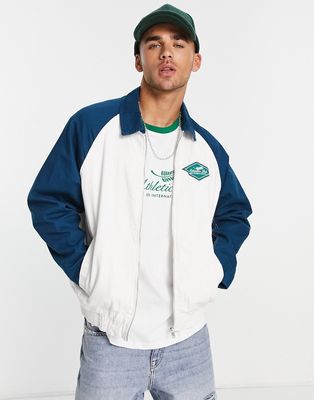 Bershka collegiate jacket in navy