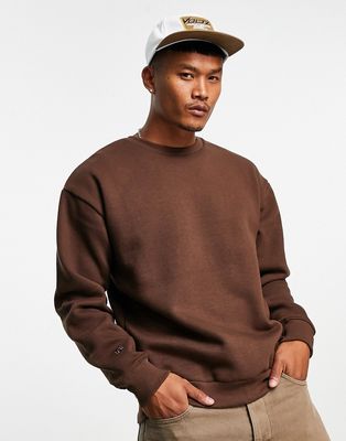 Bershka crew neck sweatshirt in brown