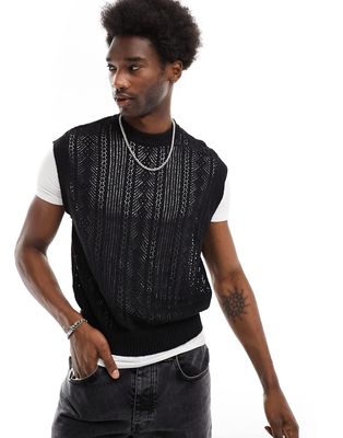 Bershka crochet vest in black
